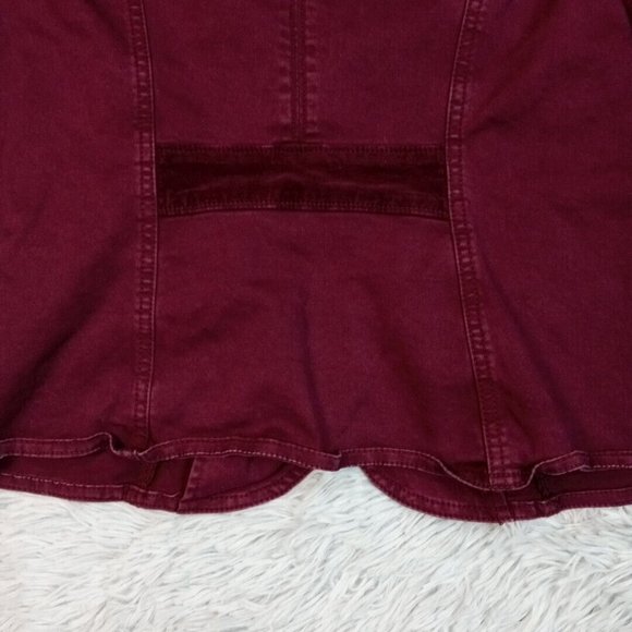 White House Black Market Womens Shirt Red 6 Button Up Utility Military Top - Picture 6 of 13